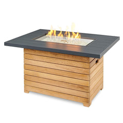 Darien 44-Inch Linear Chat-Height Gas Fire Pit Table with Crystal Fire Burner