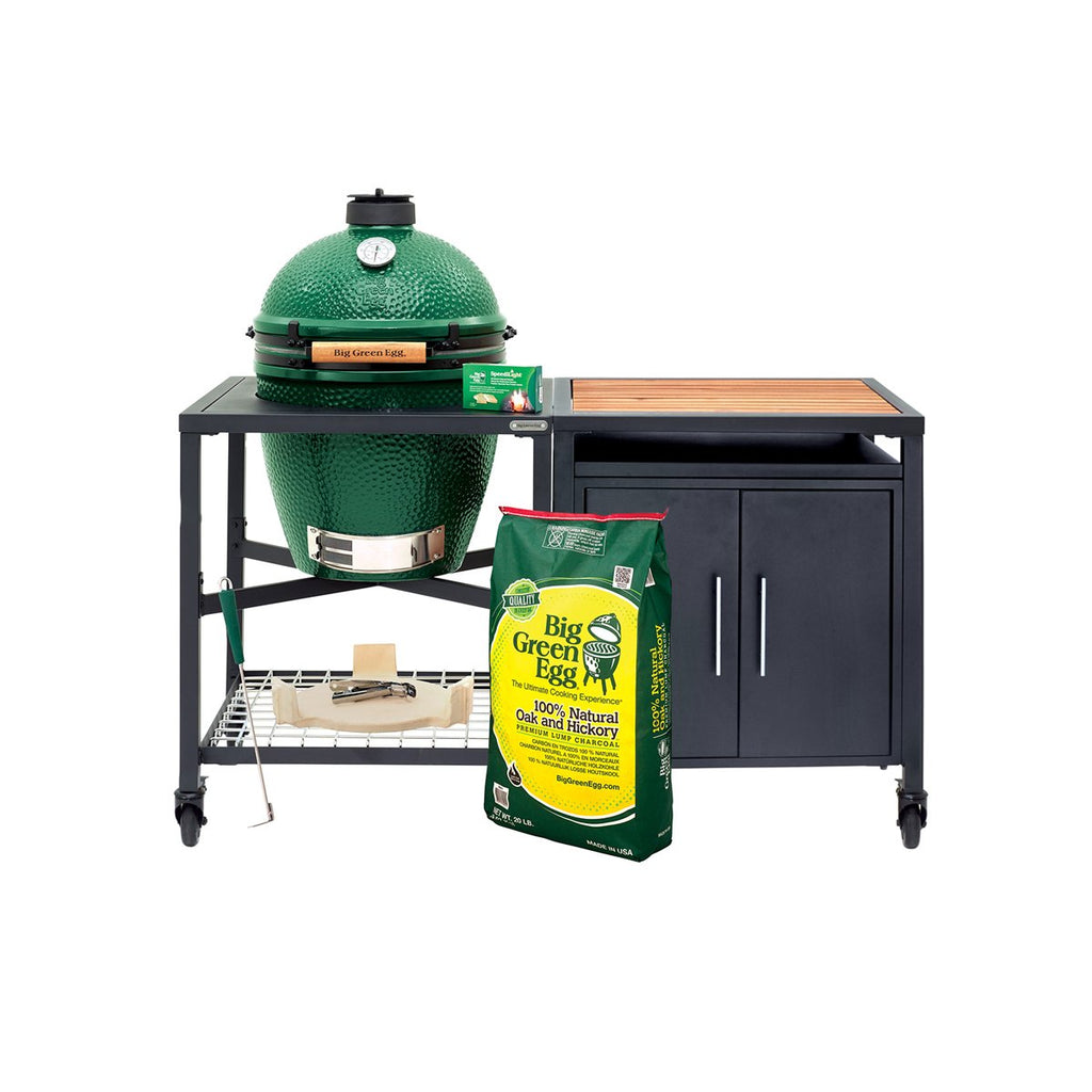 Big Green Egg Large EGG in Modular Nest Package with Expansion Cabinet Marx Fireplaces Lighting