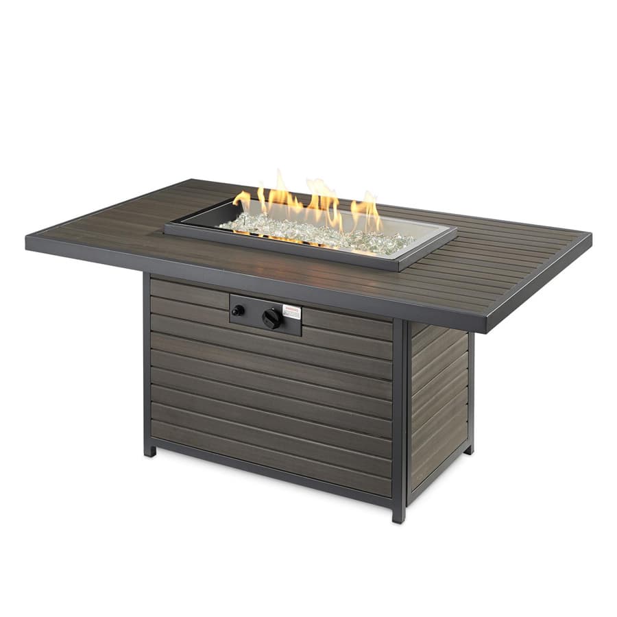 Brooks 50-Inch Rectangular Gas Fire Pit Table with Crystal Fire Burner