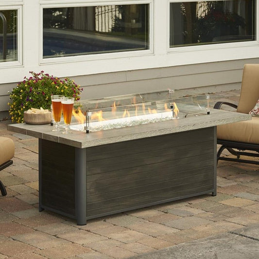 Cedar Ridge 61-Inch Linear Gas Fire Pit Table with Crystal Fire Burner 900