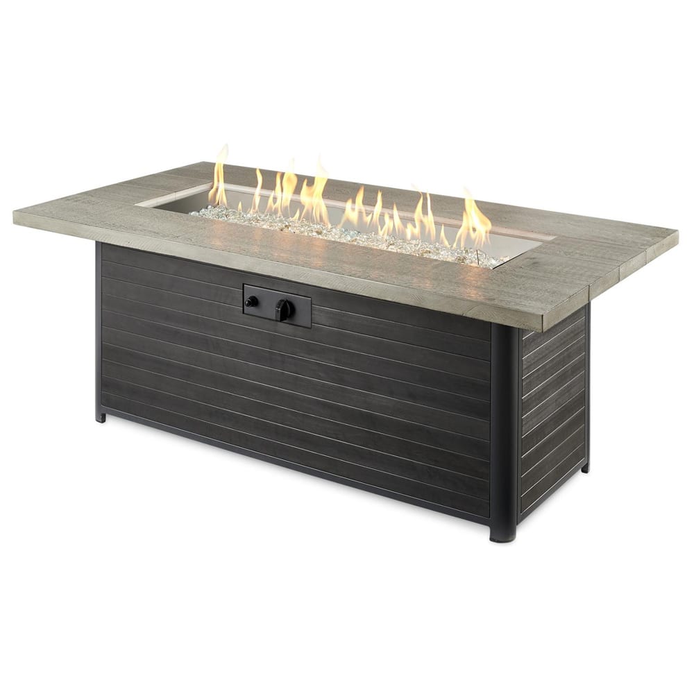 Cedar Ridge 61-Inch Linear Gas Fire Pit Table with Crystal Fire Burner