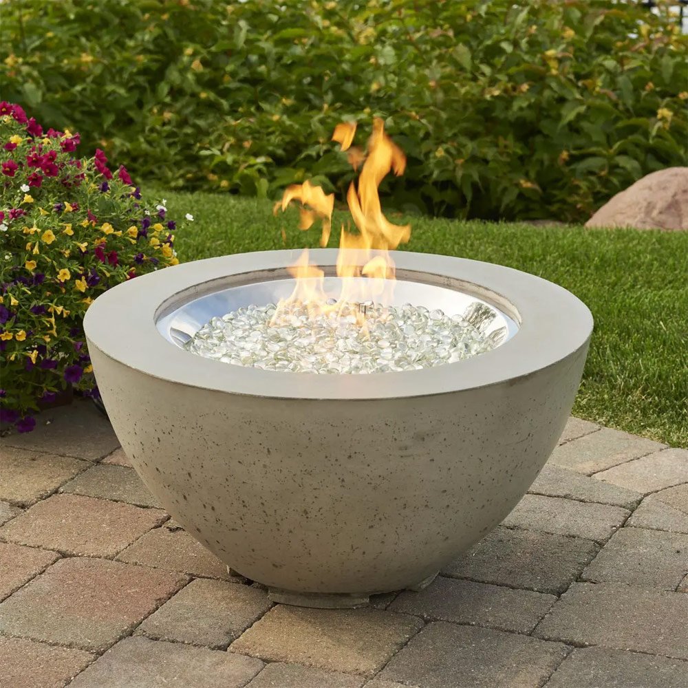 Cove 29-Inch Round Gas Fire Pit Bowl with Crystal Fire Burner