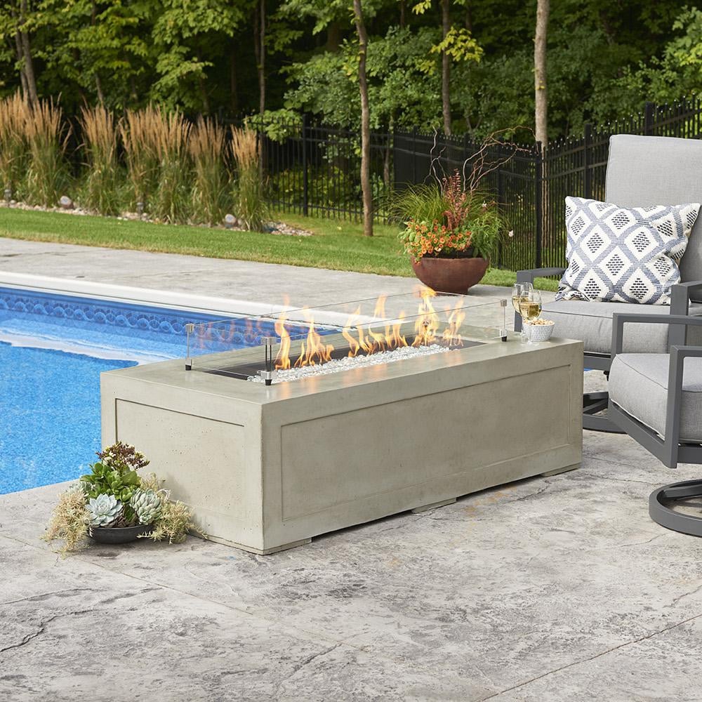 Cove 54-Inch Linear Gas Fire Pit Table with Crystal Fire Burner