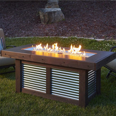 Denali Brew 57-Inch Linear Gas Fire Pit Table with Crystal Fire Burner