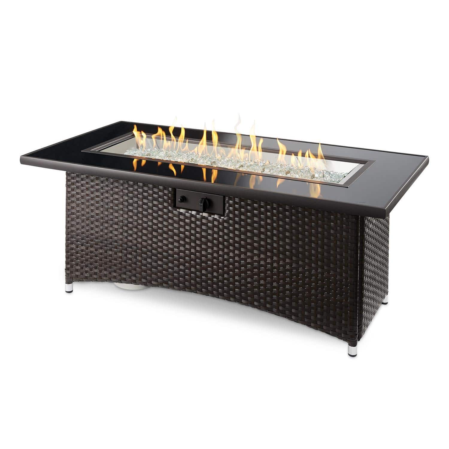 Montego 59-Inch Linear Gas Fire Pit Table with Crystal Fire Burner