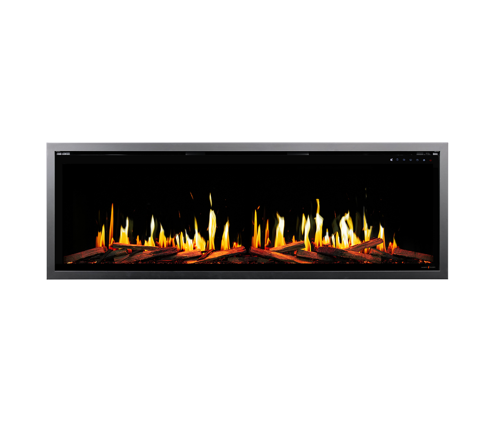 Modern Flames Orion V2 52-Inch Slim Linear Electric Fireplace - front view with yellow flames