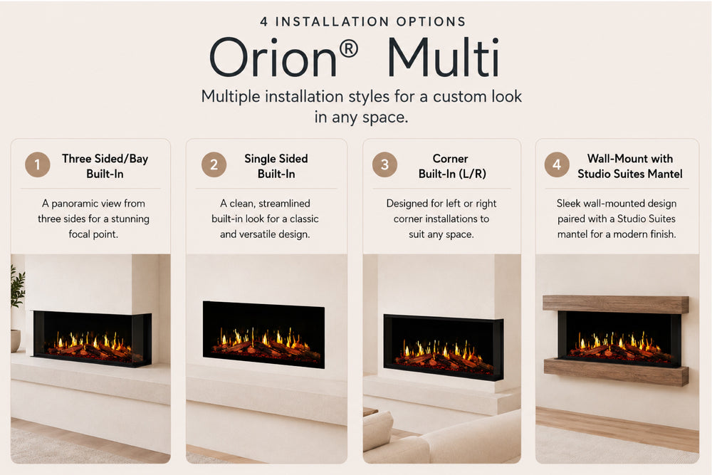 Modern Flames Orion V2 120-Inch Multi Linear Electric Fireplace - installation options