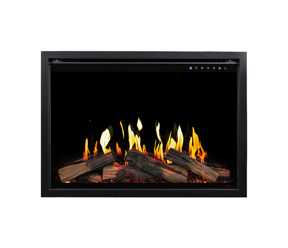 Modern Flames Orion V2 36-Inch Traditional Built-In Electric Fireplace - front view with yellow flames