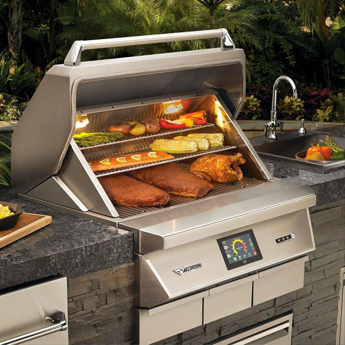 Twin Eagles 36-Inch Wi-Fi-Controlled Built-In Pellet Grill with Rotisserie