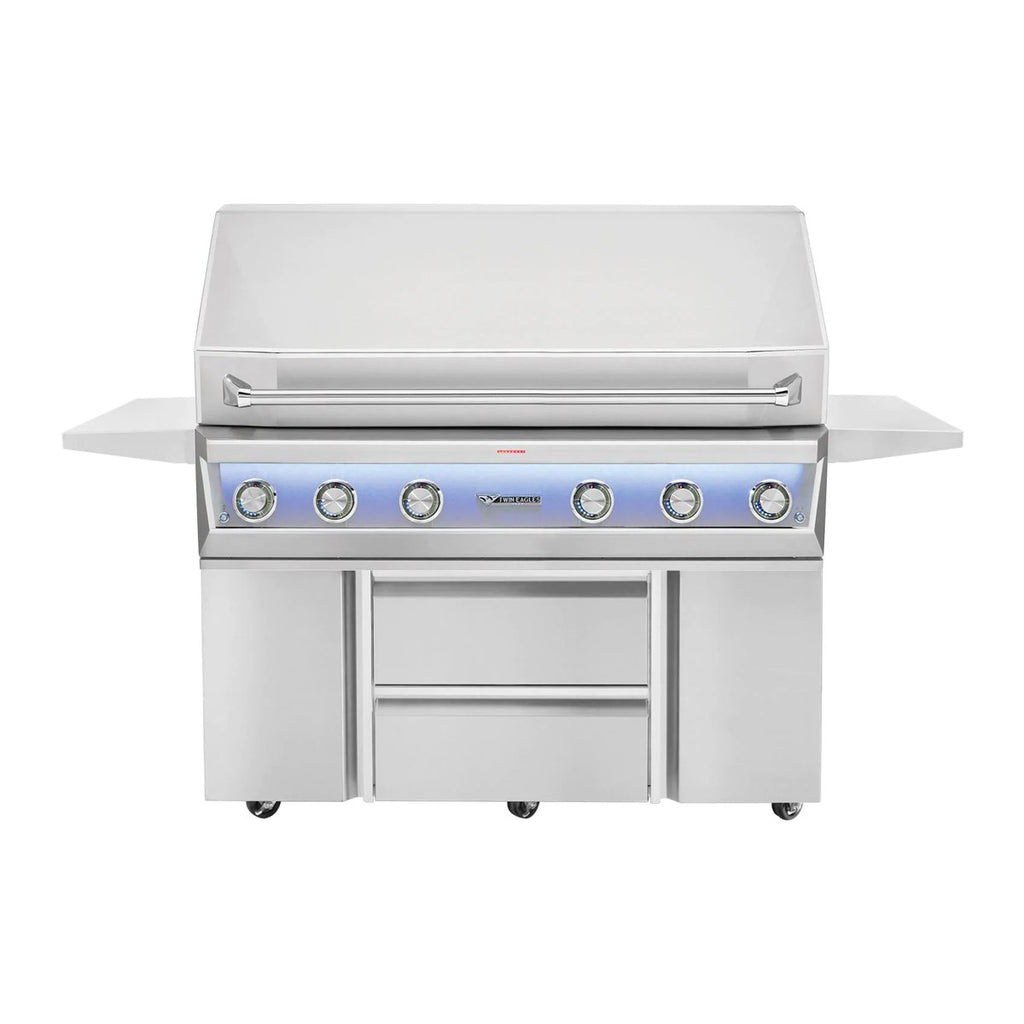 Twin Eagles Eagle One 54 Inch 4 Burner Freestanding Gas Grill with Inf Marx Fireplaces Lighting