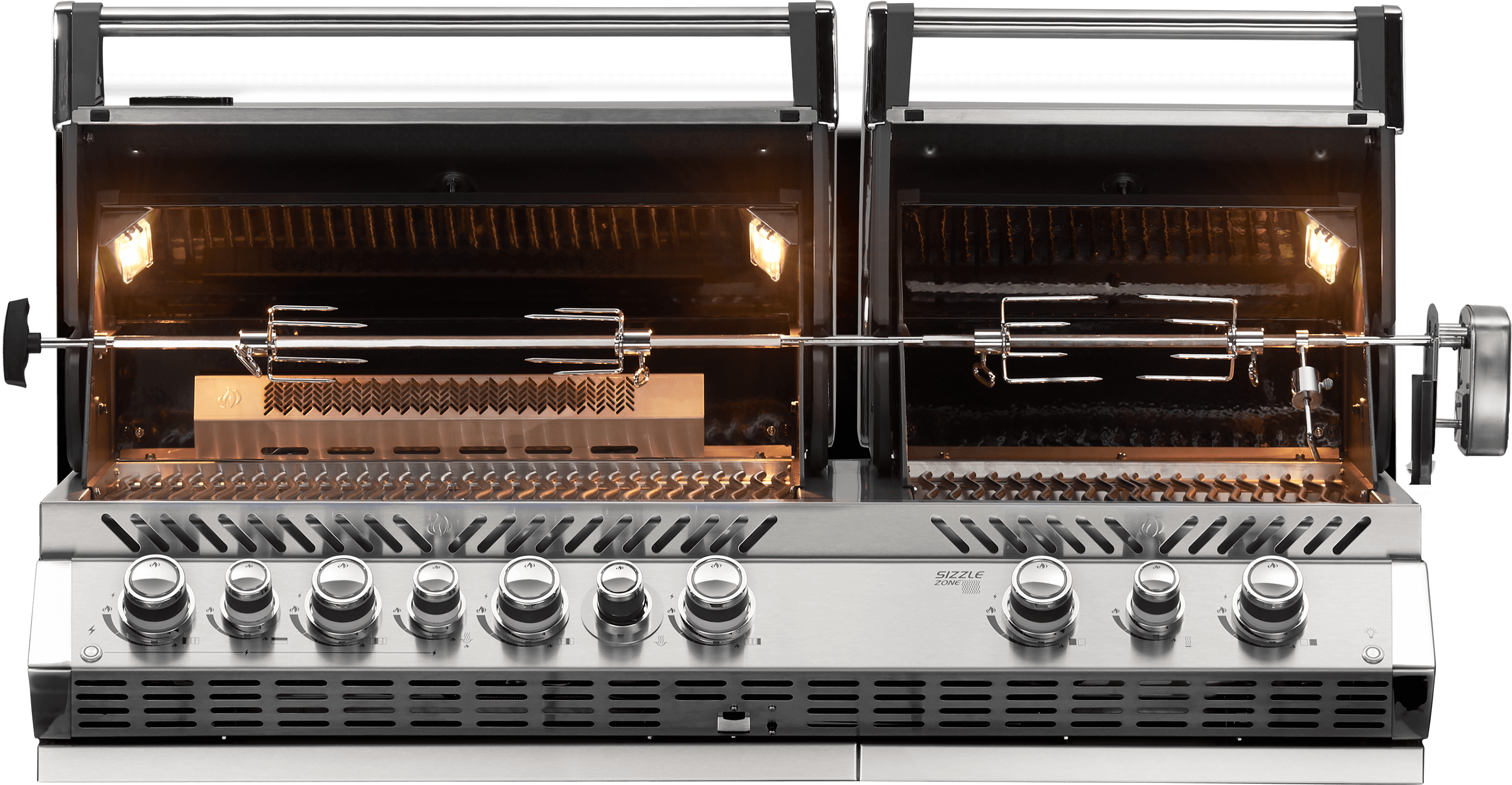 Napoleon Prestige PRO 825 6-Burner Built-In Gas Grill with Infrared Sizzle Zone & Rotisserie