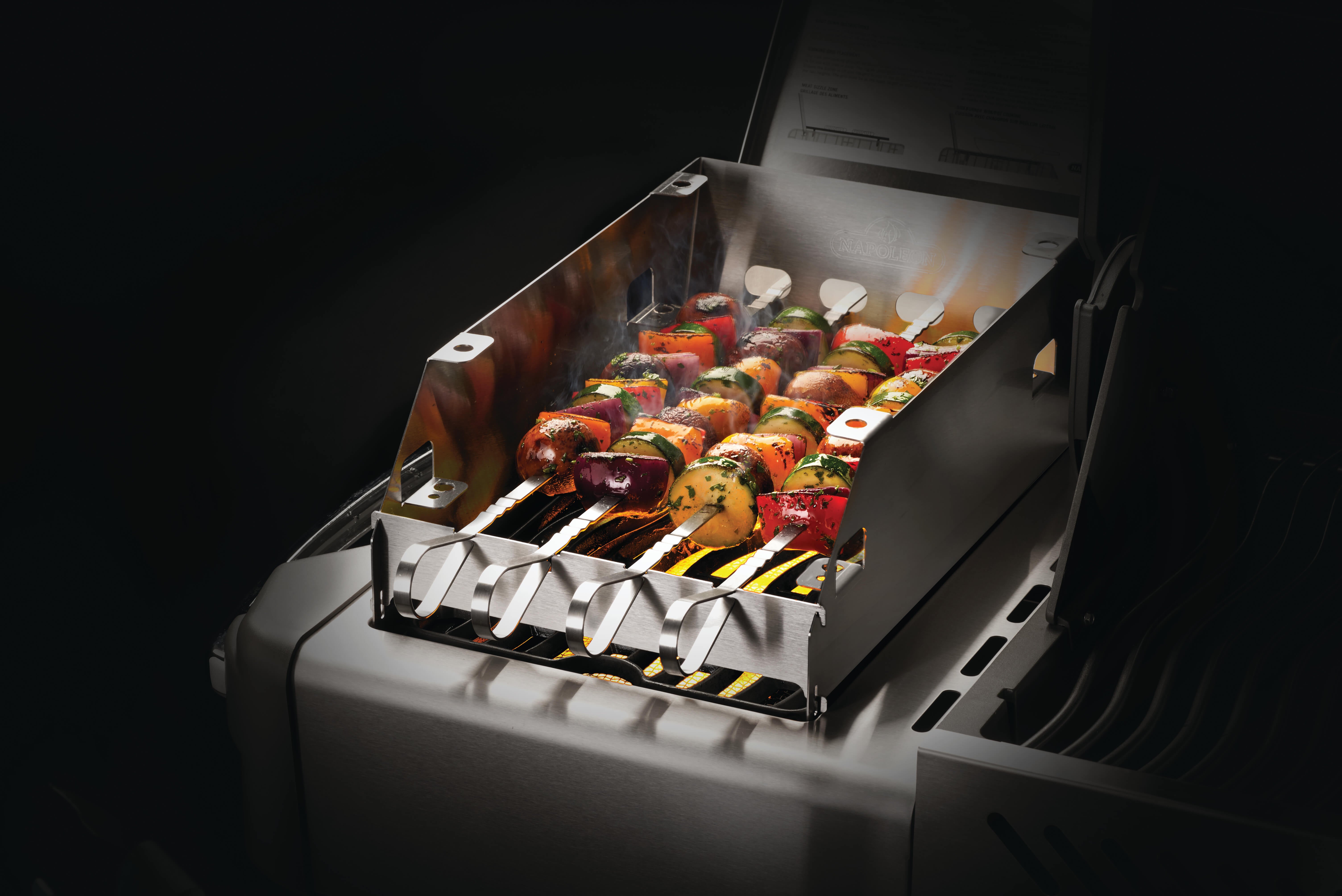 Napoleon Side Burner Windshield with Skewer Rack