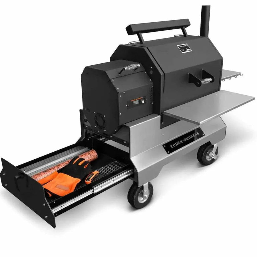 Yoder Smokers YS640s Pellet Grill on Competition Cart with Storage Drawer